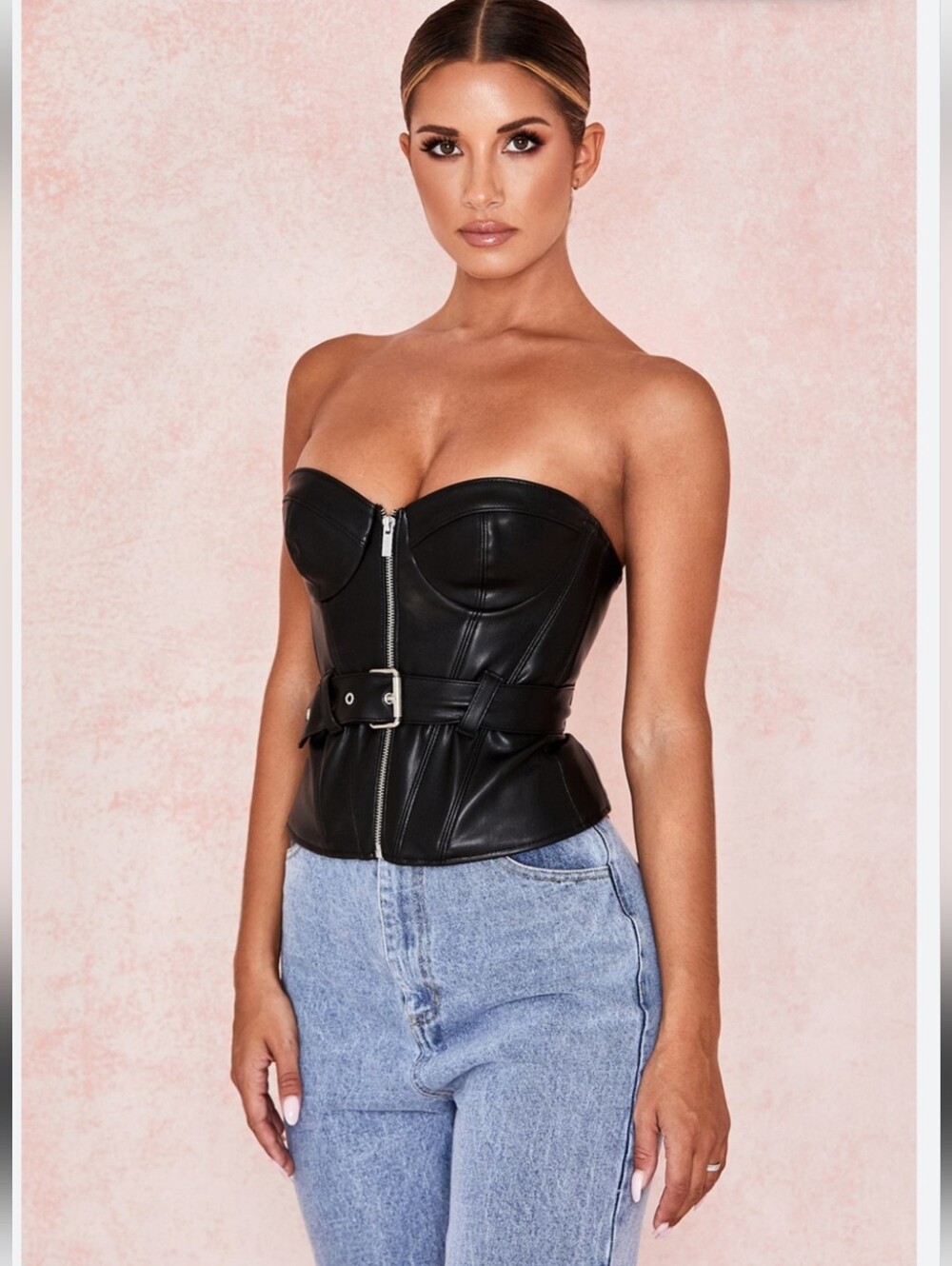 House Of Cb Leather Corset Top